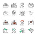 Agriculture farm. Growing plants and fruits. Colorful line icons collection