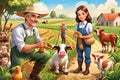 Agriculture farm life summer field work play cartoon