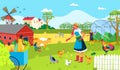 Agriculture farm plant, people work in nature garden vector illustration. Cartoon gardener, farmer and rural natural