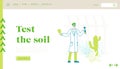 Agriculture, Farming Industry, Botany Science Landing Page. Botanist Scientist Character in Greenhouse with Test Tube