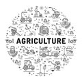 Agriculture and farming line art icons, farm infographics