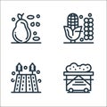 agriculture and farming line icons. linear set. quality vector line set such as wagon, farm, corn Royalty Free Stock Photo