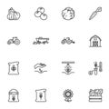 Agriculture and farming line icons set