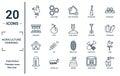 agriculture.farming linear icon set. includes thin line hen, irrigation, shed, silo, pesticide, plant sprout, vane icons for