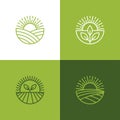 Agriculture and farming linear logo set