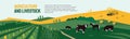 Agriculture, farming and livestock illustration Royalty Free Stock Photo