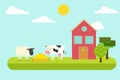 Agriculture and Farming. Rural landscape. Vector illustration