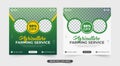 Agriculture farming service social media banner. Agro farm template. Farming service flyer. Lawn garden and farming service