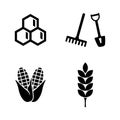 Agriculture, Farming. Simple Related Vector Icons Royalty Free Stock Photo