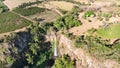 Agriculture field above gorge canyon geologycal formation ecosystem.