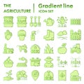 Agriculture flat icon set, farming symbols collection, vector sketches, logo illustrations, gardening signs green