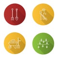 Agriculture flat linear long shadow icons set Royalty Free Stock Photo