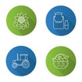 Agriculture flat linear long shadow icons set Royalty Free Stock Photo