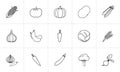 Agriculture food hand drawn sketch icon set.