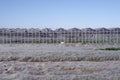 Agriculture, food production of vegetables: facade front of greenhouse for faster production at colder temperatures