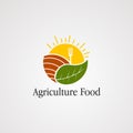 Agriculture food with sun, leaf logo vector icon, element, and template for company Royalty Free Stock Photo