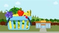 Agriculture fruit vegetable organic ecoshop shop market flat