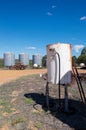 Agriculture: Fuel Tank, Tractor and Silos Royalty Free Stock Photo