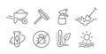 Agriculture and gardener. Growing plants. Set of icons. Sowing seeds. Vector contour line.