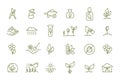 Agriculture and gardener. Set of icons. Horticulturist plant growing and care. How to grow. Sowing seeds. Vector flat