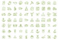 Growing seedlings. Set of icons. Plant shoots. Agriculture and gardener. Sowing seeds. Vector editable outline stroke.