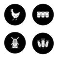 Agriculture glyph icons set