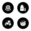 Agriculture glyph icons set