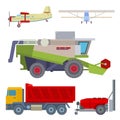 Agriculture harvest machine vector industrial farm equipment tractors transport combines and machinery excavator Royalty Free Stock Photo