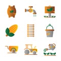 Agriculture icon set outline style including compound,seed,fertilizer,flush,water,pipe,garden,tree,leaf,corn,agriculture,sweetcorn