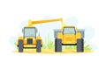 Agriculture industrial farm equipment machinery, harvester and truck vector illustration Royalty Free Stock Photo