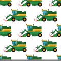 Agriculture industrial farm equipment seamless pattern background machinery tractors combines and excavators vector Royalty Free Stock Photo