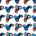 Agriculture industrial farm equipment seamless pattern background machinery tractors combines and excavators vector Royalty Free Stock Photo