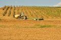 Agriculture in Italy with a tractor on the fields