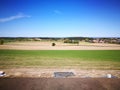 Agriculture landscape. Artistic look in vintage vivid colours. Royalty Free Stock Photo