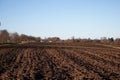 Agriculture landscape. Freshly plowed land. Arable land. Royalty Free Stock Photo