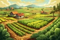 Agriculture landscape. Natural vegetables and greenery cultivation. Natural fruits and vegetables production industry.