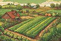 Agriculture landscape. Natural vegetables and greenery cultivation. Natural fruits and vegetables production industry.