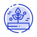 Agriculture, Leaf, Plant, Rain, Rainy Blue Dotted Line Line Icon