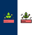 Agriculture, Leaf, Plant, Rain, Rainy  Icons. Flat and Line Filled Icon Set Vector Blue Background Royalty Free Stock Photo