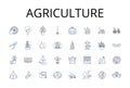 Agriculture line icons collection. Farming, Cultivation, Horticulture, Agronomy, Gardening, Agribusiness, Rural Industry