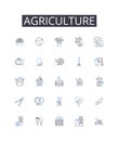 Agriculture line icons collection. Farming, Cultivation, Horticulture, Agronomy, Gardening, Agribusiness, Rural Industry
