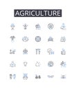 Agriculture line icons collection. Projections, Analytics, Estimations, Analysis, Outcomes, Targets, Anticipation vector