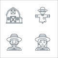 Agriculture line icons. linear set. quality vector line set such as farmer, farmer, scarecrow