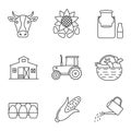 Agriculture linear icons set