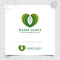 Agriculture logo design with concept of leaves icon and heart love vector. Green nature logo used for agricultural systems, farmer Royalty Free Stock Photo
