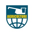Agriculture logo. harvest emblem. combine harvester and Earth.