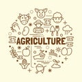 Agriculture minimal thin line icons set