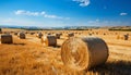 Agriculture nature farm outdoors, rural scene, hay summer meadow landscape generated by AI Royalty Free Stock Photo