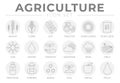 Agriculture Outline Gray Round Icon Set of Wheat, Corn, Soy, Tractor, Sunflower, Fertilizer, Sun, Water, Growth, Weather, Rain, Royalty Free Stock Photo