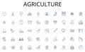 Agriculture line icons collection. Cozy, Spacious, Relaxing, Warm, Inviting, Comfortable, Bright vector and linear
